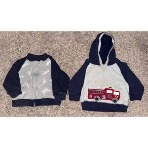 2-2017 Gymboree Baby Sweatshirts Firetruck & Dinosaur Size 12-24 Months